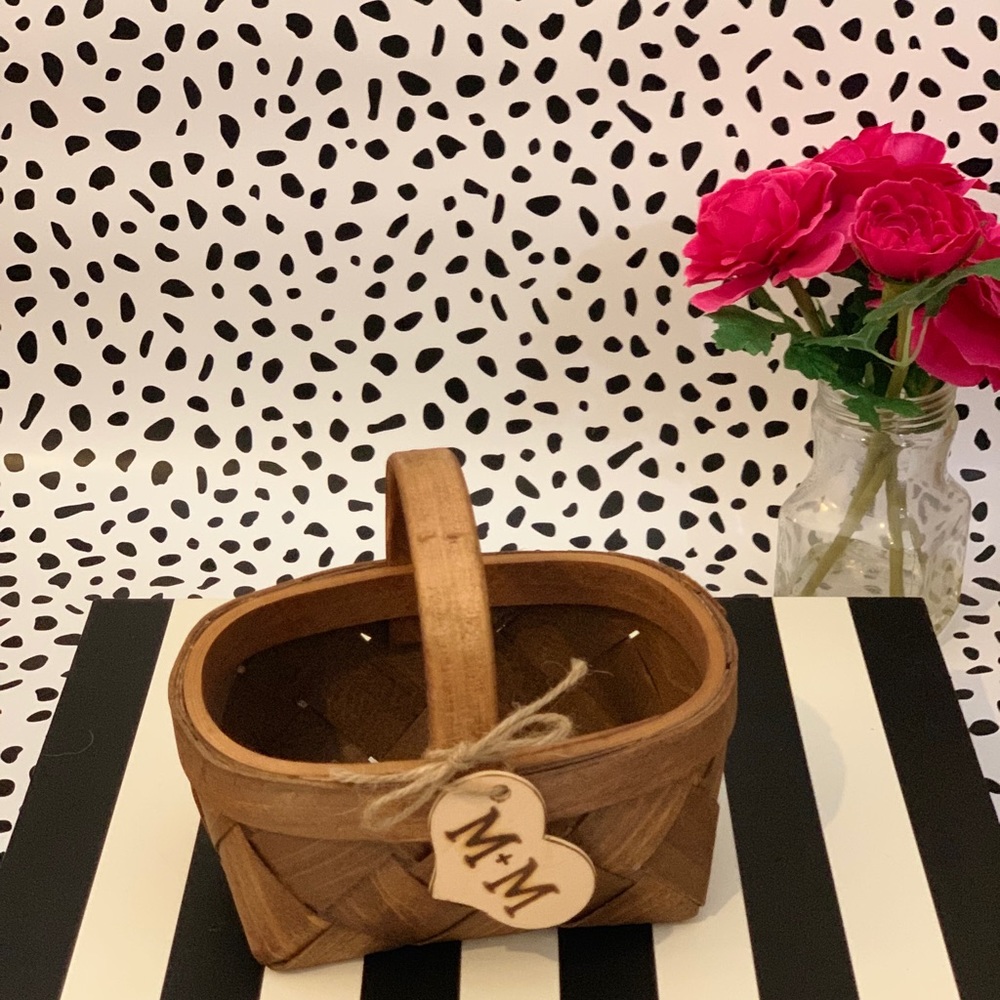 Flower girl basket with M+M heart